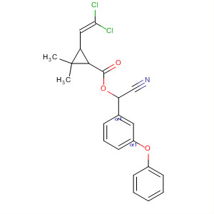 Cyclopropanecarboxylic acid, 3-(2,2-dichloroethenyl)-2,2-dimethyl-,cyano(3-phenoxyphenyl)methyl ester, (1R,3S)-rel- molecular structure