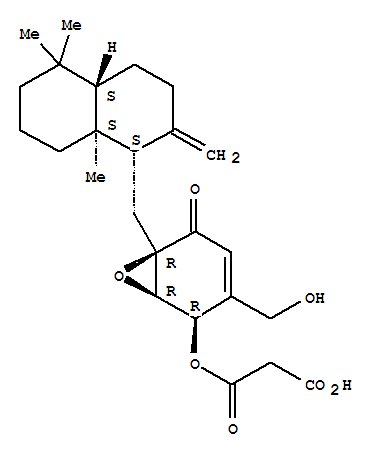 Propanedioic acid,1-[(1R,2R,6R)-6-[[(1S,4aS,8aS)-decahydro-5,5,8a-trimethyl-2-methylene-1-naphthalenyl]methyl]-3-(hydroxymethyl)-5-oxo-7-oxabicyclo[4.1.0]hept-3-en-2-yl]ester molecular structure
