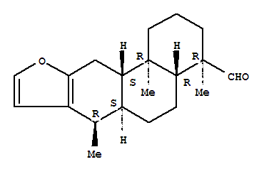 Phenanthro[3,2-b]furan-4-carboxaldehyde,1,2,3,4,4a,5,6,6a,7,11,11a,11b-dodecahydro-4,7,11b-trimethyl-, [4R-(4a,4aa,6ab,7a,11aa,11bb)]- molecular structure