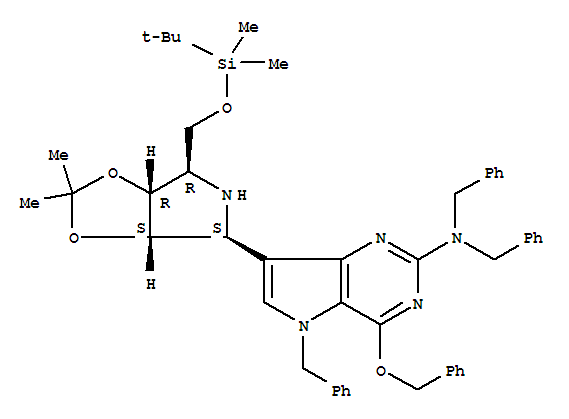 5H-Pyrrolo3,2-dpyrimidin-2-amine, 7-(3aS,4S,6R,6aR)-6-(1,1-dimethylethyl)dimethylsilyloxymethyltetrahydro-2,2-dimethyl-4H-1,3-dioxolo4,5-cpyrrol-4-yl-4-(phenylmethoxy)-N,N,5-tris(phenylmethyl)-