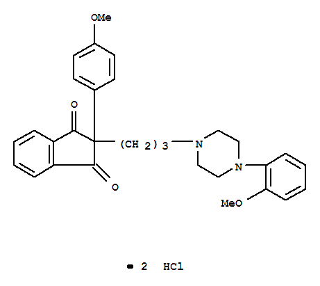 2-(4-methoxyphenyl)-2-{3-[4-(2-methoxyphenyl)piperazin-1-yl]propyl}-1H-indene-1,3(2H)-dione dihydrochloride molecular structure