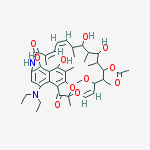 (24E)-9-(diethylamino)-5,6,17,19-tetrahydroxy-23-methoxy-2,4,12,16,18,20,22-heptamethyl-1,11-dioxo-1,2-dihydro-2,7-(epoxypentadeca[1,11,13]trienoimino)naphtho[2,1-b]furan-21-yl acetate molecular structure