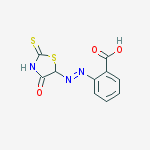 2-((4-oxo-2-thioxo-1,3-thiazolidin-5-yl)diazenyl)benzoic Acid (en)benzoic Acid, 2-[(4-oxo-2-thioxo-5-thiazolidinyl)azo]- (en) molecular structure