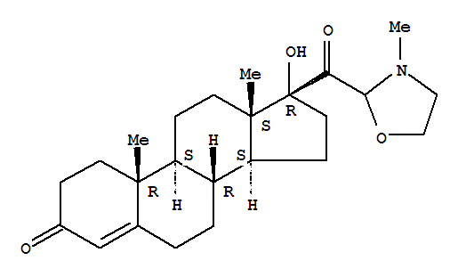 17-hydroxy-17-[(3-methyl-1,3-oxazolidin-2-yl)carbonyl]androst-4-en-3-one molecular structure