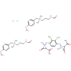 Benzenemethanaminium,3,3'-[1,4-phenylenebis[imino(1-acetyl-2-oxo-2,1-ethanediyl)azo]]bis[N-[3-(formylamino)propyl]-4-methoxy-N,N-dimethyl-, dichloride