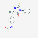 N-{4-[(E)-(5-oxo-1-phenyl-2-thioxoimidazolidin-4-ylidene)methyl]phenyl}acetamide molecular structure