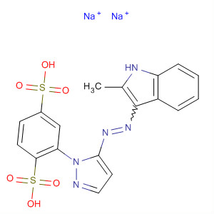 1,4-Benzenedisulfonic acid,2-[5-[(2-methyl-1H-indol-3-yl)azo]-1H-pyrazol-1-yl]-, disodium salt molecular structure