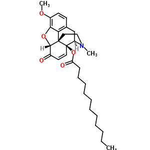 (5alpha)-3-methoxy-17-methyl-6-oxo-7,8-didehydro-4,5-epoxymorphinan-14-yl dodecanoate molecular structure