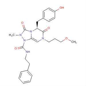 1,2,4-Triazolo[4,3-a]pyrazine-1(5H)-carboxamide,hexahydro-5-[(4-hydroxyphenyl)methyl]-7-(3-methoxypropyl)-2-methyl-3,6-dioxo-N-(2-phenylethyl)-, (5S)- molecular structure