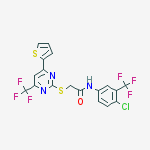 N-[4-chloro-3-(trifluoromethyl)phenyl]-2-[4-thiophen-2-yl-6-(trifluoromethyl)pyrimidin-2-yl]sulfanylacetamide molecular structure
