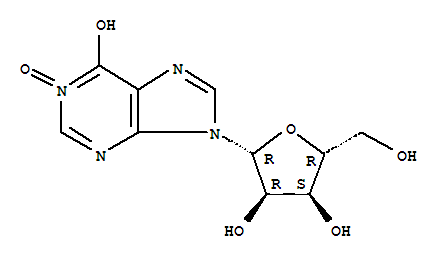 6-hydroxy-1-oxo-9-pentofuranosyl-6,9-dihydro-1H-purin-1-ium molecular structure