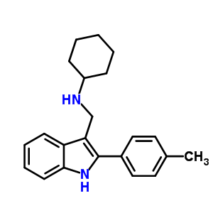N-[[2-(4-methylphenyl)-1h-indol-3-yl]methyl]cyclohexanamine molecular structure