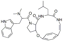 1-[2-(Dimethylamino)-3-(1H-indol-3-yl)-1-oxopropyl]-2,3,3a,13,14,15a-hexahydro-13-(2-methylpropyl)-5,8-ethenopyrrolo[3,2-b][1,5,8]oxadiazacyclotetradecine-12,15(1H,11H)-dione molecular structure