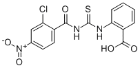 2-[[[(2-CHLORO-4-NITROBENZOYL)AMINO]THIOXOMETHYL]AMINO]-BENZOIC ACID molecular structure