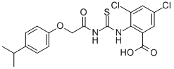 3,5-DICHLORO-2-[[[[[4-(1-METHYLETHYL)PHENOXY]ACETYL]AMINO]THIOXOMETHYL]AMINO]-BENZOIC ACID molecular structure