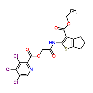 [2-[(3-ethoxycarbonyl-5,6-dihydro-4h-cyclopenta[b]thiophen-2-yl)amino]-2-oxoethyl] 3,4,5-trichloropyridine-2-carboxylate molecular structure