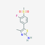 5-(3-fluoro-4-methylsulfonylphenyl)-4-methyl-1,3-thiazol-2-amine molecular structure