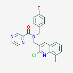 PYRAZINECARBOXAMIDE,N-[(2-CHLORO-8-METHYL-3-QUINOLINYL)METHYL]-N-[(4-FLUOROPHENYL)METHYL]- molecular structure