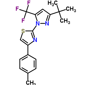 2-[3-tert-butyl-5-(trifluoromethyl)-1H-pyrazol-1-yl]-4-(4-methylphenyl)-1,3-thiazole molecular structure