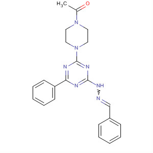 Piperazine,1-acetyl-4-[4-phenyl-6-[(phenylmethylene)hydrazino]-1,3,5-triazin-2-yl]- molecular structure