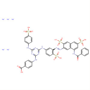 Benzoic acid,4-[[4-[[3-[[8-(benzoylamino)-3,6-disulfo-2-naphthalenyl]azo]-4-sulfophenyl]amino]-6-[(4-sulfophenyl)amino]-1,3,5-triazin-2-yl]amino]-,pentasodium salt molecular structure
