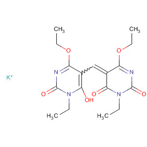 2,4(3H,5H)-Pyrimidinedione,6-ethoxy-5-[(4-ethoxy-1-ethyl-1,2-dihydro-6-hydroxy-2-oxo-5-pyrimidinyl)methylene]-3-ethyl-, potassium salt molecular structure