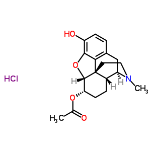 (5alpha,6alpha)-3-hydroxy-17-methyl-4,5-epoxymorphinan-6-yl acetate hydrochloride molecular structure