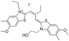 3-ethyl-2-[2-[[3-(2-hydroxyethyl)-6-methoxy-5-methyl-3H-benzothiazol-2-ylidene]methyl]but-1-enyl]-6-methoxy-5-methylbenzothiazolium iodide molecular structure