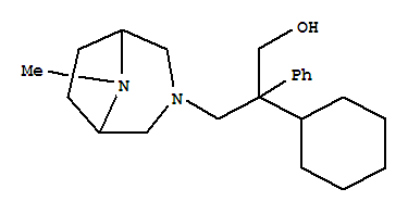 2-cyclohexyl-3-hydroxy-1-(8-methyl-3,8-diazabicyclo[3.2.1]oct-3-yl)-2-phenylpropan-1-one molecular structure