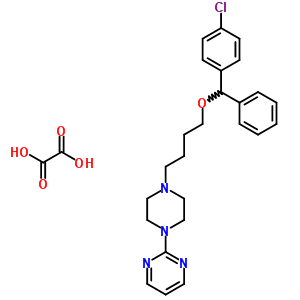 2-(4-{4-[(4-chlorophenyl)(phenyl)methoxy]butyl}piperazin-1-yl)pyrimidine ethanedioate (1:1) molecular structure