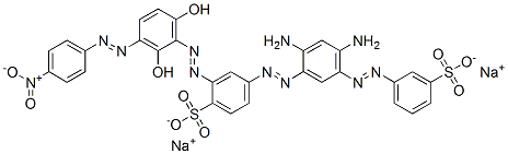 disodium 4-[[2,4-diamino-5-[(3-sulphonatophenyl)azo]phenyl]azo]-2-[[2,6-dihydroxy-3-[(4-nitrophenyl)azo]phenyl]azo]benzenesulphonate molecular structure