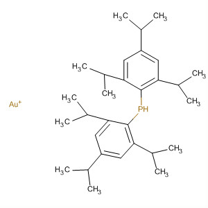 Phosphine, bis[2,4,6-tris(1-methylethyl)phenyl]-, gold(1+) salt molecular structure