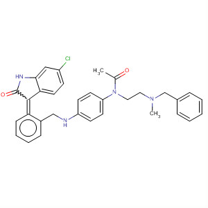 Acetamide,N-[4-[[(Z)-(6-chloro-1,2-dihydro-2-oxo-3H-indol-3-ylidene)phenylmethyl]amino]phenyl]-N-[2-[methyl(phenylmethyl)amino]ethyl]- molecular structure