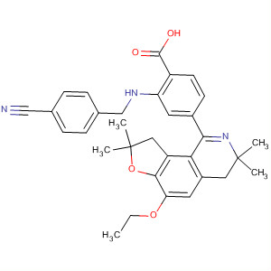Benzoic acid,2-[[(4-cyanophenyl)methyl]amino]-4-(6-ethoxy-3,4,8,9-tetrahydro-3,3,8,8-tetramethylfuro[2,3-h]isoquinolin-1-yl)- molecular structure