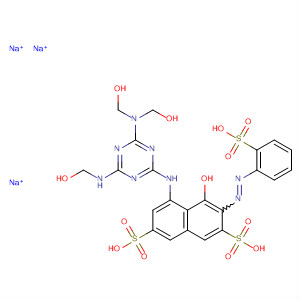 2,7-Naphthalenedisulfonic acid,5-[[4-[bis(hydroxymethyl)amino]-6-[(hydroxymethyl)amino]-1,3,5-triazin-2-yl]amino]-4-hydroxy-3-[(2-sulfophenyl)azo]-, trisodium salt molecular structure