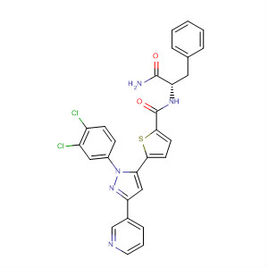 2-Thiophenecarboxamide,N-[(1S)-2-amino-2-oxo-1-(phenylmethyl)ethyl]-5-[1-(3,4-dichlorophenyl)-3-(3-pyridinyl)-1H-pyrazol-5-yl]- molecular structure