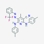 4-methyl-2,6-bis(4-methylanilino)-5-[[2-(trifluoromethyl)phenyl]diazenyl]pyridine-3-carbonitrile molecular structure