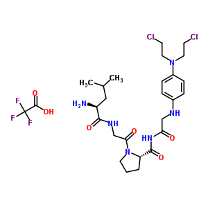 L-leucylglycyl-N-[({4-[bis(2-chloroethyl)amino]phenyl}amino)acetyl]-L-prolinamide trifluoroacetate molecular structure