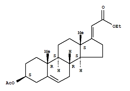 ethyl (17E)-3-(acetyloxy)pregna-5,17-dien-21-oate molecular structure
