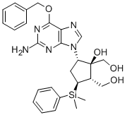 [(1S,2S,3S,5S)-5-(2-amino-6-(benzyloxy)-9H-purin-9-yl]-3-(dimethyl(phenyl)silyl)-1-hydroxycyclopentane-1,2-diyl)dimethanol  