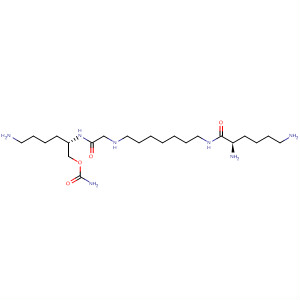 Hexanamide,2,6-diamino-N-[7-[[2-[[(1S)-5-amino-1-[[(aminocarbonyl)oxy]methyl]pentyl]amino]-2-oxoethyl]amino]heptyl]-, (2R)- molecular structure