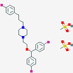 1-{2-[bis(4-fluorophenyl)methoxy]ethyl}-4-[3-(4-fluorophenyl)propyl]piperazine methanesulfonate (1:2) molecular structure