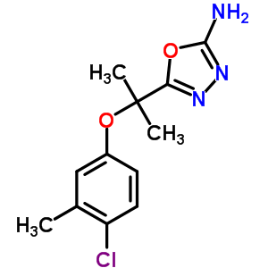 5-[2-(4-chloro-3-methylphenoxy)propan-2-yl]-1,3,4-oxadiazol-2-amine molecular structure