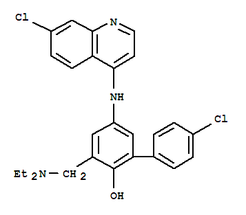 [1,1'-biphenyl]-2-ol, 4'-chloro-5-[(7-chloro-4-quinolinyl)amino]-3-[(diethylamino)methyl]- molecular structure