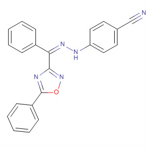 Benzonitrile,4-[(2Z)-[phenyl(5-phenyl-1,2,4-oxadiazol-3-yl)methylene]hydrazino]- molecular structure