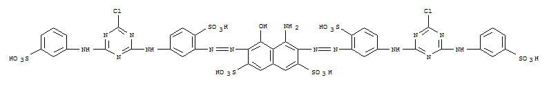 4-amino-3,6-bis[[5-[[4-chloro-6-[(3-sulphophenyl)amino]-1,3,5-triazin-2-yl]amino]-2-sulphophenyl]azo]-5-hydroxynaphthalene-2,7-disulphonic acid molecular structure