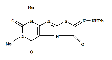 Thiazolo[2,3-f]purine-2,4,6,7(1H,3H)-tetrone,1,3-dimethyl-, 7-(2-phenylhydrazone) molecular structure