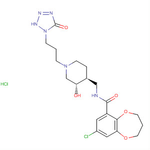 2H-1,5-Benzodioxepin-6-carboxamide,8-chloro-N-[[(3S,4S)-1-[3-(2,5-dihydro-5-oxo-1H-tetrazol-1-yl)propyl]-3-hydroxy-4-piperidinyl]methyl]-3,4-dihydro-, monohydrochloride molecular structure