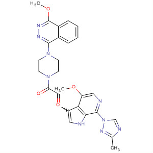Piperazine,1-[[4-methoxy-7-(3-methyl-1H-1,2,4-triazol-1-yl)-1H-pyrrolo[2,3-c]pyridin-3-yl]oxoacetyl]-4-(4-methoxy-1-phthalazinyl)- molecular structure