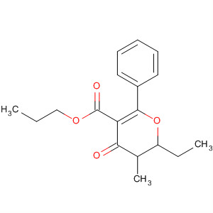 2H-Pyran-5-carboxylic acid,2-ethyl-3,4-dihydro-3-methyl-4-oxo-6-phenyl-, propyl ester, cis- molecular structure